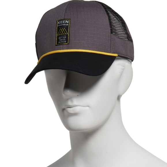 Keen Better Takes Action Trucker Hat Grey Yellow White Unisex OS NWT - Picture 2 of 12
